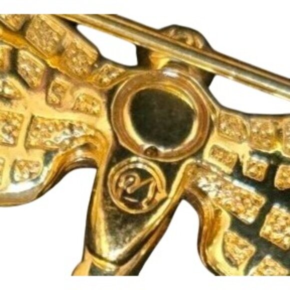 Swarovski Large Dragonfly Gold Tone & Crystal Statement Brooch Vintage 1990s 3"w - Picture 5 of 5